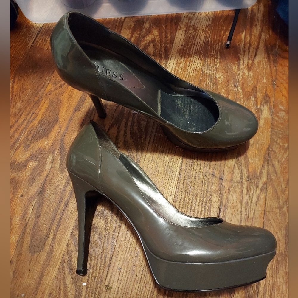 Grey Guess platform heels.  Size 10